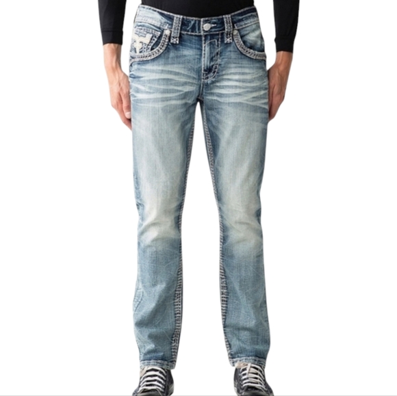 🆕️Rock Revival Alt Straight Leg Jeans. (Baird A203). Men's Size: W38x34L - Picture 3 of 12